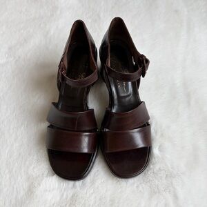 Joan Helpern Signature Chocolate Dark Brown Leather Sandals | 7